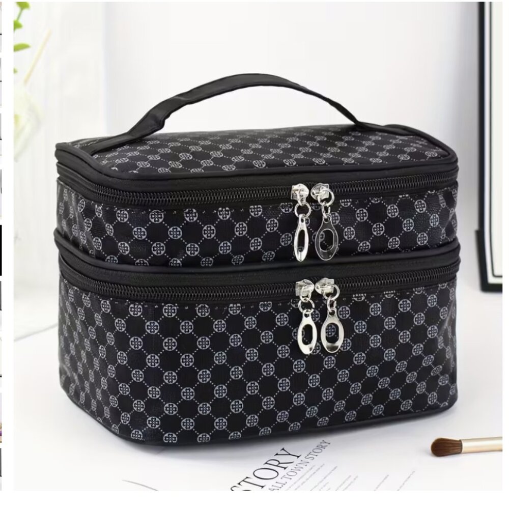 Black Makeup Travel Kit Organizer Pack for Beauty Product Storage